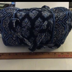 Vera Bradley mini duffle Fleur de Lis pattern navy